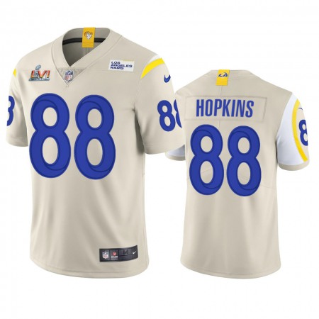 Los Angeles Rams #88 Brycen Hopkins Men's Super Bowl LVI Patch Nike Vapor Limited NFL Jersey - Bone