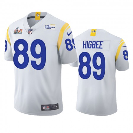 Los Angeles Rams #89 Tyler Higbee Men's Super Bowl LVI Patch Nike 2021 Vapor Limited NFL Jersey - White