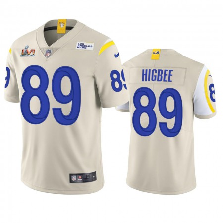 Los Angeles Rams #89 Tyler Higbee Men's Super Bowl LVI Patch Nike Vapor Limited NFL Jersey - Bone