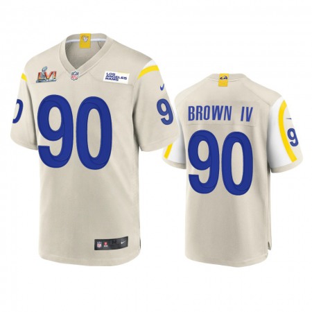 Los Angeles Rams #90 Earnest Brown IV Men's Super Bowl LVI Patch Nike Game NFL Jersey - Bone