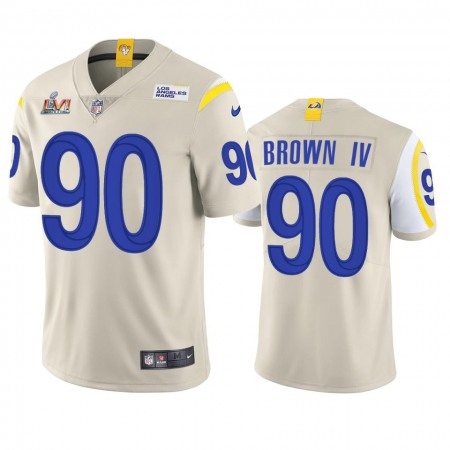 Los Angeles Rams #90 Earnest Brown IV Men's Super Bowl LVI Patch Nike Vapor Limited NFL Jersey - Bone