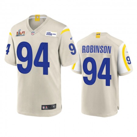 Los Angeles Rams #94 A'Shawn Robinson Men's Super Bowl LVI Patch Nike Game NFL Jersey - Bone