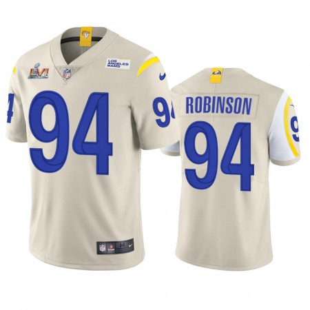 Los Angeles Rams #94 A'Shawn Robinson Men's Super Bowl LVI Patch Nike Vapor Limited NFL Jersey - Bone