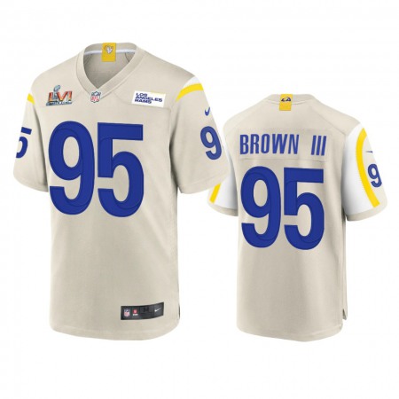 Los Angeles Rams #95 Bobby Brown III Men's Super Bowl LVI Patch Nike Game NFL Jersey - Bone