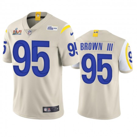 Los Angeles Rams #95 Bobby Brown III Men's Super Bowl LVI Patch Nike Vapor Limited NFL Jersey - Bone