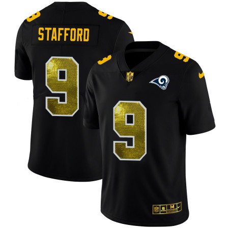 Los Angeles Rams #9 Matthew Stafford Men's Black Nike Golden Sequin Vapor Limited NFL Jersey