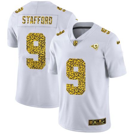 Los Angeles Rams #9 Matthew Stafford Men's Nike Flocked Leopard Print Vapor Limited NFL Jersey White