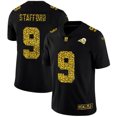 Los Angeles Rams #9 Matthew Stafford Men's Nike Leopard Print Fashion Vapor Limited NFL Jersey Black