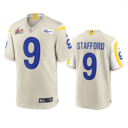 Los Angeles Rams #9 Matthew Stafford Men's Super Bowl LVI Patch Nike Game NFL Jersey - Bone