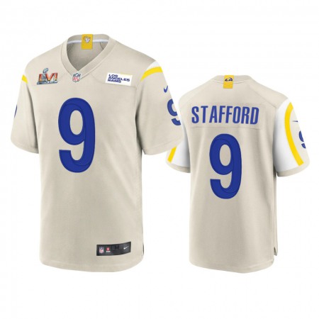 Los Angeles Rams #9 Matthew Stafford Men's Super Bowl LVI Patch Nike Game NFL Jersey - Bone