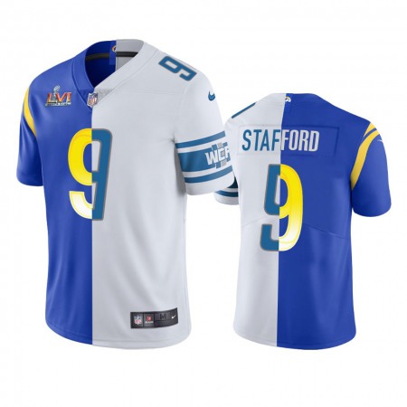 Los Angeles Rams #9 Matthew Stafford Men's Super Bowl LVI Patch Nike Royal White Split Game NFL Limited Jersey
