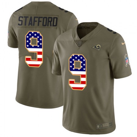 Los Angeles Rams #9 Matthew Stafford Olive/USA Flag Men's Stitched NFL Limited 2017 Salute To Service Jersey