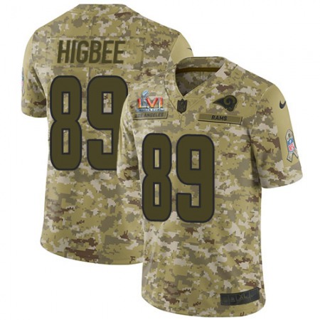 Nike Rams #89 Tyler Higbee Camo Super Bowl LVI Patch Men's Stitched NFL Limited 2018 Salute To Service Jersey