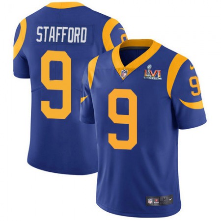 Nike Rams #9 Matthew Stafford Royal Blue Alternate Super Bowl LVI Patch Men's Stitched NFL Vapor Untouchable Limited Jersey