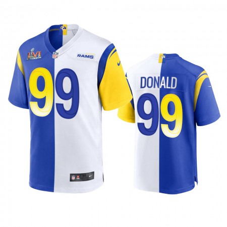 Los Angeles Rams #99 Aaron Donald Men's Super Bowl LVI Patch Nike Royal White Split Game NFL Limited Jersey