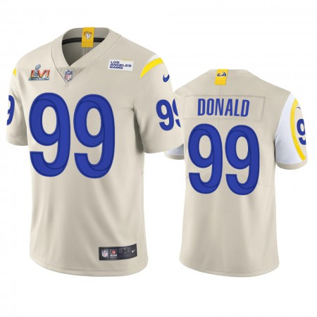 Los Angeles Rams #99 Aaron Donald Men's Super Bowl LVI Patch Nike Vapor Limited NFL Jersey - Bone