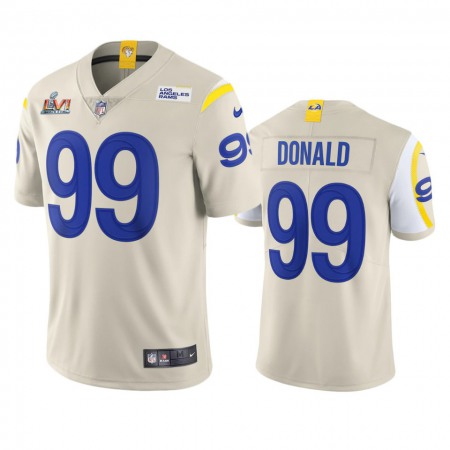 Los Angeles Rams #99 Aaron Donald Men's Super Bowl LVI Patch Nike Vapor Limited NFL Jersey - Bone