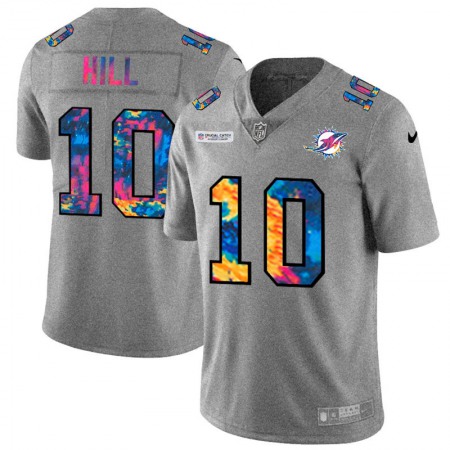 Miami Dolphins #10 Tyreek Hill Men's Nike Multi-Color 2020 NFL Crucial Catch NFL Jersey Greyheather