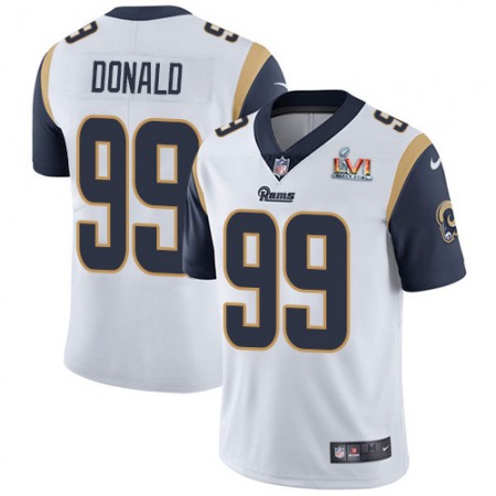 Nike Rams #99 Aaron Donald White Super Bowl LVI Patch Men's Stitched NFL Vapor Untouchable Limited Jersey