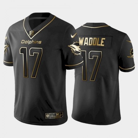 Dolphins #17 Jaylen Waddle Men's Stitched NFL Vapor Untouchable Limited Black Golden Jersey