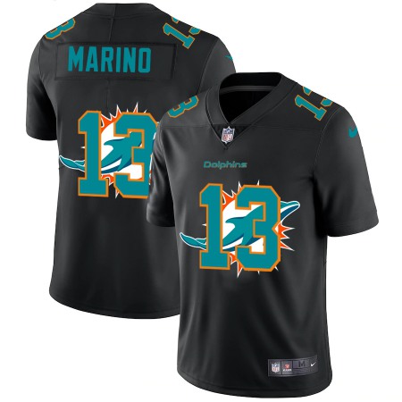 Miami Dolphins #13 Dan Marino Men's Nike Team Logo Dual Overlap Limited NFL Jersey Black