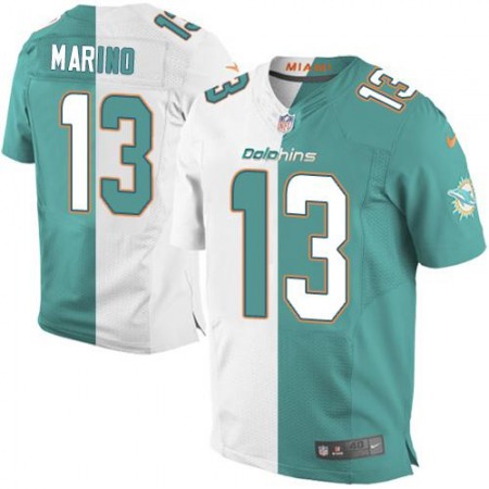 Nike Dolphins #13 Dan Marino Aqua Green/White Men's Stitched NFL Elite Split Jersey