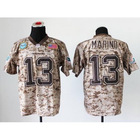 Nike Dolphins #13 Dan Marino Camo Men's Stitched NFL New Elite USMC Jersey