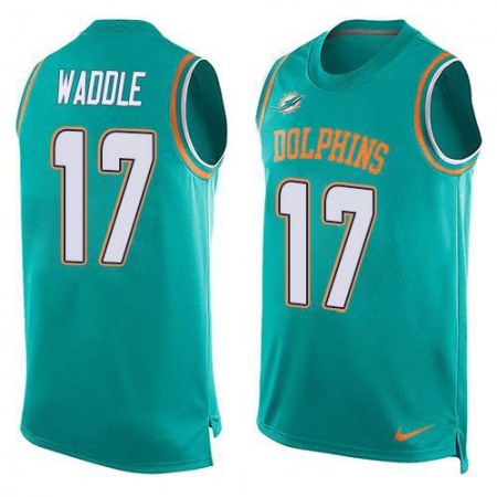Nike Dolphins #17 Jaylen Waddle Aqua Green Team Color Men's Stitched NFL Limited Tank Top Jersey