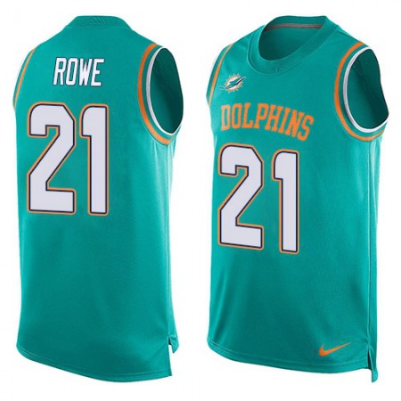 Nike Dolphins #21 Eric Rowe Aqua Green Team Color Men's Stitched NFL Limited Tank Top Jersey