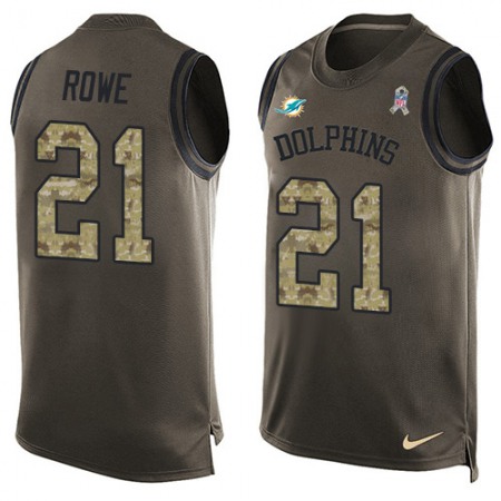 Nike Dolphins #21 Eric Rowe Green Men's Stitched NFL Limited Salute To Service Tank Top Jersey