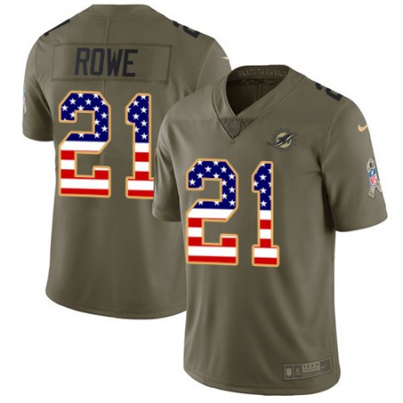 Nike Dolphins #21 Eric Rowe Olive/USA Flag Men's Stitched NFL Limited 2017 Salute To Service Jersey
