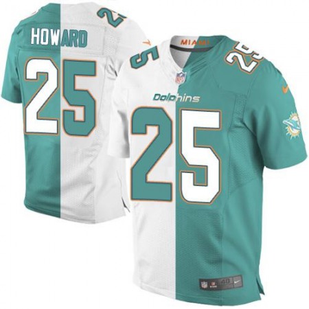 Nike Dolphins #25 Xavien Howard Aqua Green/White Men's Stitched NFL Elite Split Jersey