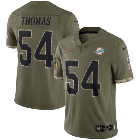 Miami Dolphins #54 Zach Thomas Nike Men's 2022 Salute To Service Limited Jersey - Olive
