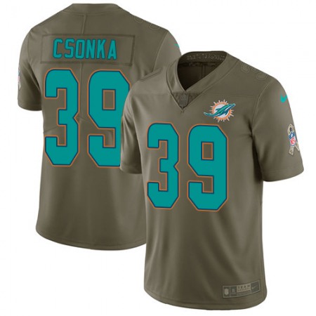 Nike Dolphins #39 Larry Csonka Olive Men's Stitched NFL Limited 2017 Salute to Service Jersey