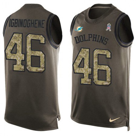 Nike Dolphins #46 Noah Igbinoghene Green Men's Stitched NFL Limited Salute To Service Tank Top Jersey