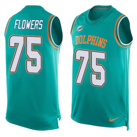 Nike Dolphins #75 Ereck Flowers Aqua Green Team Color Men's Stitched NFL Limited Tank Top Jersey