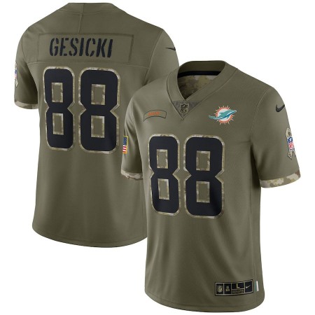 Miami Dolphins #88 Mike Gesicki Nike Men's 2022 Salute To Service Limited Jersey - Olive