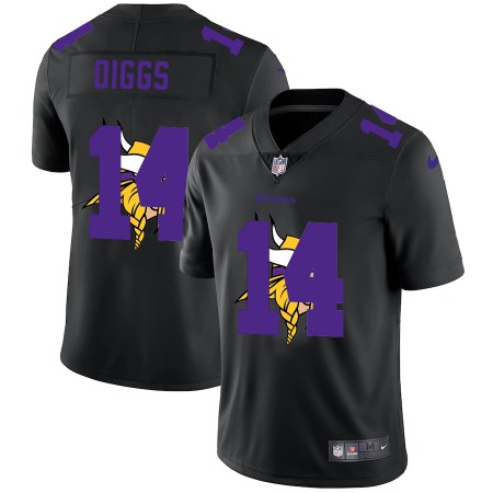 Minnesota Vikings #14 Stefon Diggs Men's Nike Team Logo Dual Overlap Limited NFL Jersey Black