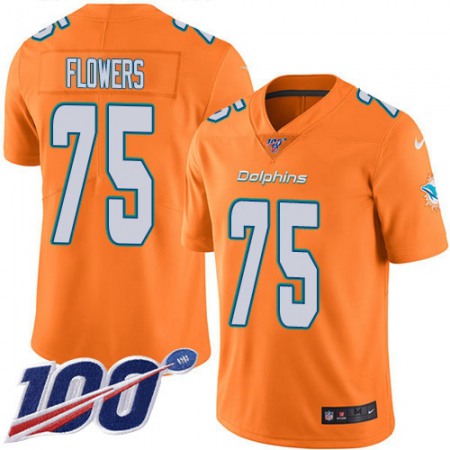 Nike Dolphins #75 Ereck Flowers Orange Men's Stitched NFL Limited Rush 100th Season Jersey