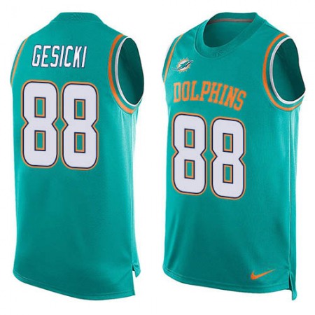 Nike Dolphins #88 Mike Gesicki Aqua Green Team Color Men's Stitched NFL Limited Tank Top Jersey
