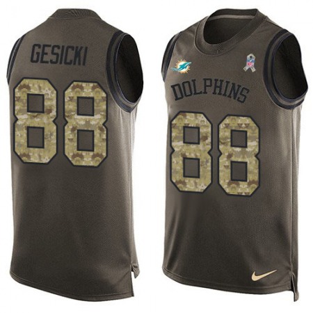 Nike Dolphins #88 Mike Gesicki Green Men's Stitched NFL Limited Salute To Service Tank Top Jersey