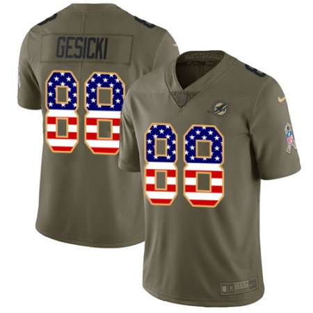 Nike Dolphins #88 Mike Gesicki Olive/USA Flag Men's Stitched NFL Limited 2017 Salute To Service Jersey