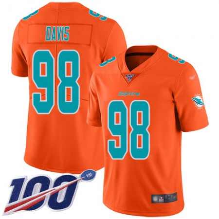 Nike Dolphins #98 Raekwon Davis Orange Men's Stitched NFL Limited Inverted Legend 100th Season Jersey