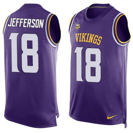 Nike Vikings #18 Justin Jefferson Purple Team Color Men's Stitched NFL Limited Tank Top Jersey