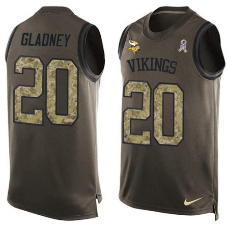 Nike Vikings #20 Jeff Gladney Green Men's Stitched NFL Limited Salute To Service Tank Top Jersey