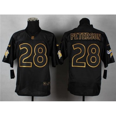 Nike Vikings #28 Adrian Peterson Black Gold No. Fashion Men's Stitched NFL Elite Jersey