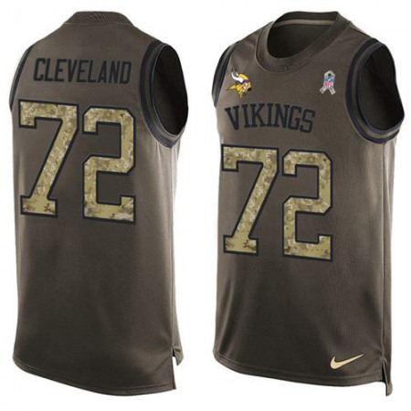 Nike Vikings #72 Ezra Cleveland Green Men's Stitched NFL Limited Salute To Service Tank Top Jersey