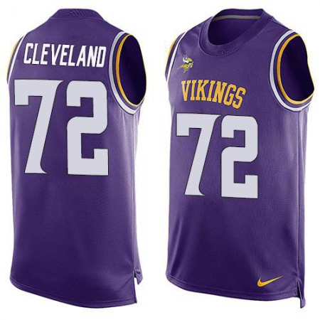 Nike Vikings #72 Ezra Cleveland Purple Team Color Men's Stitched NFL Limited Tank Top Jersey