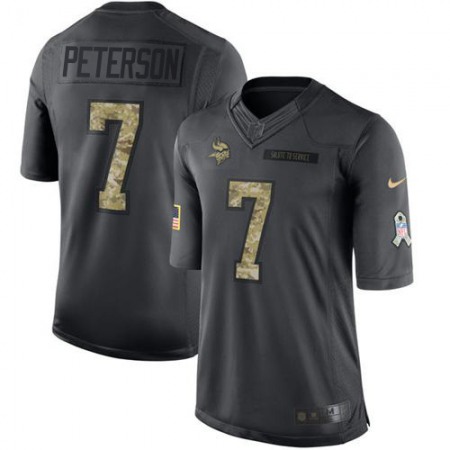 Nike Vikings #7 Patrick Peterson Black Men's Stitched NFL Limited 2016 Salute To Service Jersey