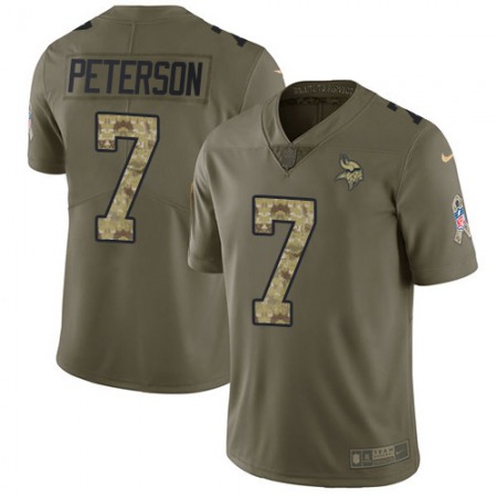 Nike Vikings #7 Patrick Peterson Olive/Camo Men's Stitched NFL Limited 2017 Salute To Service Jersey
